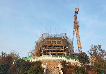 山東濟寧金鄉(xiāng)縣金山閣工程施工中